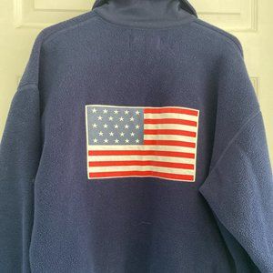 Vintage 90s Polo Sport USA Flag Quarter-Zip Ralph Lauren Fleece Sweater M